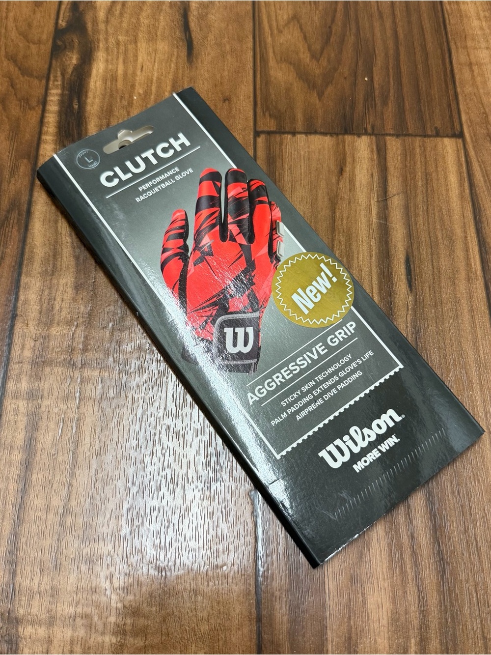 NEW Wilson Clutch Racquetball Glove Right Hand Size Large Red Black